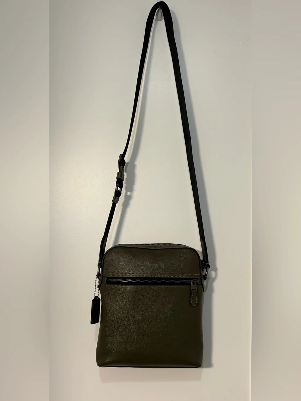 Coach Houston Olive Green Flight Bag (#CP756) Pebbled Leather Small Crossbody